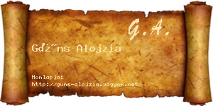 Güns Alojzia névjegykártya